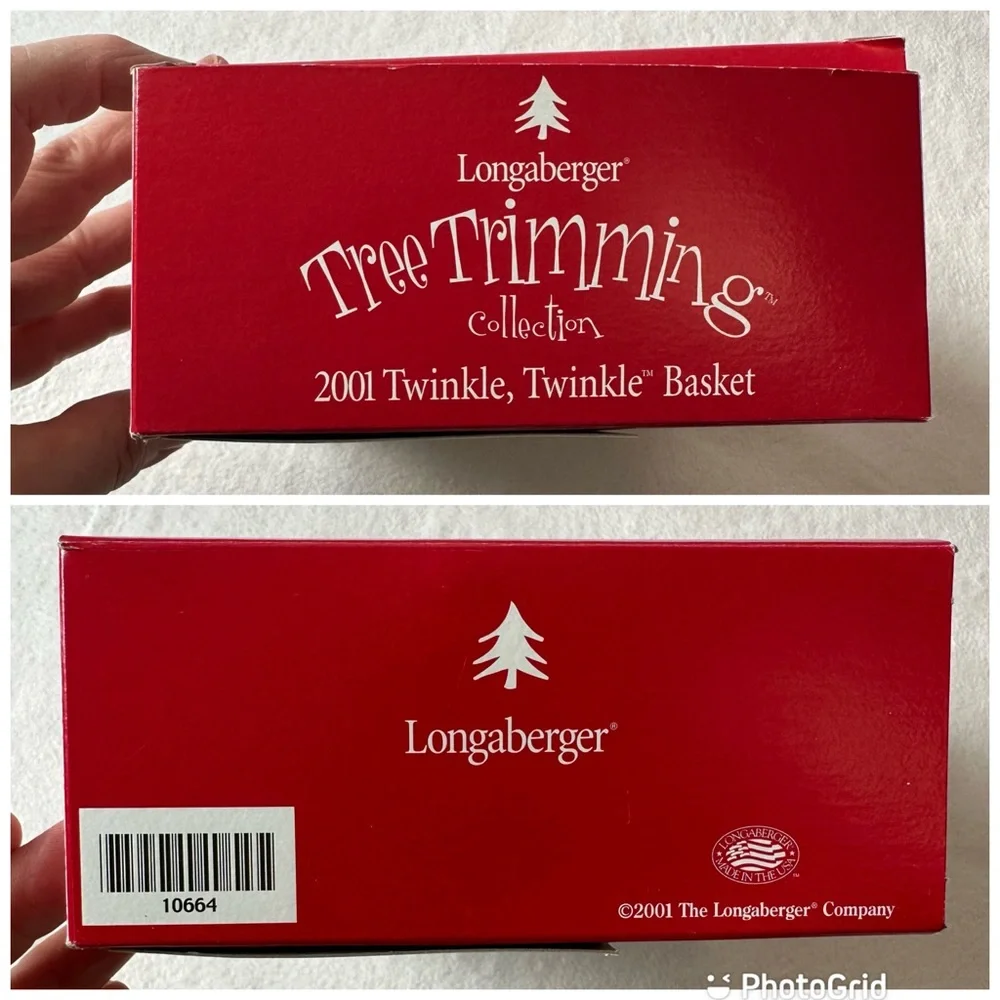 Longaberger 2001 Twinkle Twinkle Basket Tree Trimming Collection Star Shaped EUC